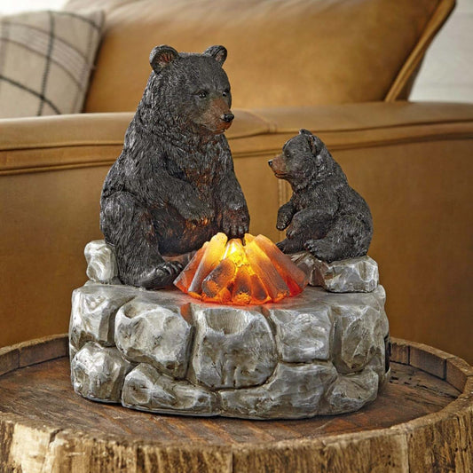 BLACK FOREST DECOR Campfire Bears Nightlight 7 3/4" Wx6 3/4" Dx8 1/2" H