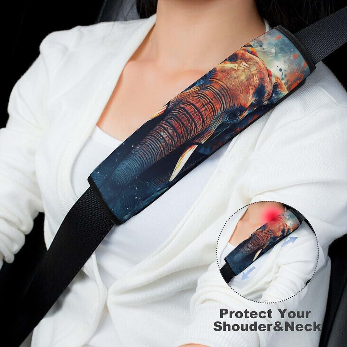 Jhion 2Pcs Car Seat Belt Pad Cover Wild Animals Soft Auto Seat Belt Cover (photo 4)