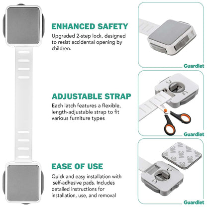 Guardlet Child Safety Cabinet Locks 4 Pack, White/Grey (photo 2)