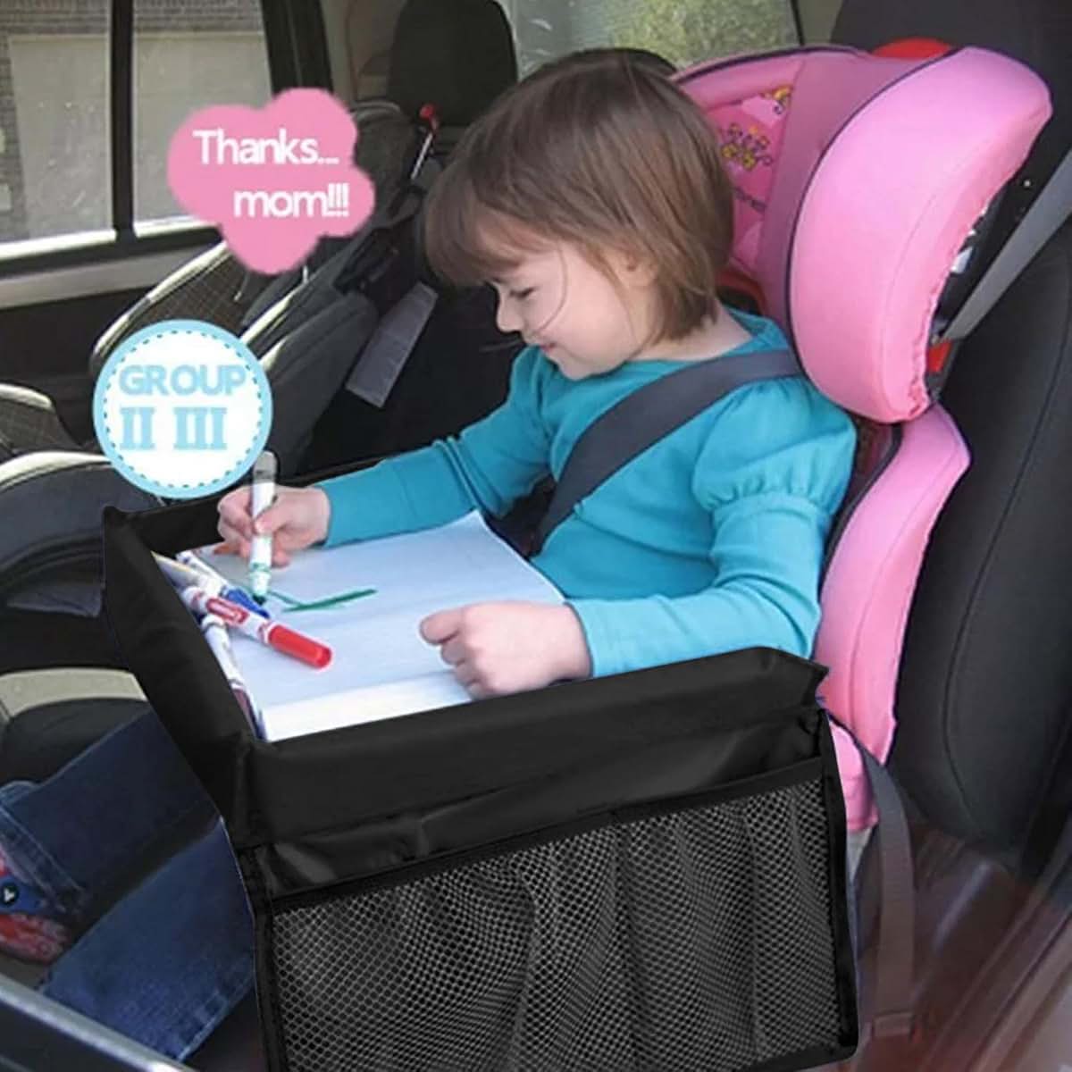 KERALI Kids Travel Tray, 260g Baby Car Seat Snack Play Tray, Waterproof Kids Car Seat Travel Tray, Car Seat Activity (photo 4)