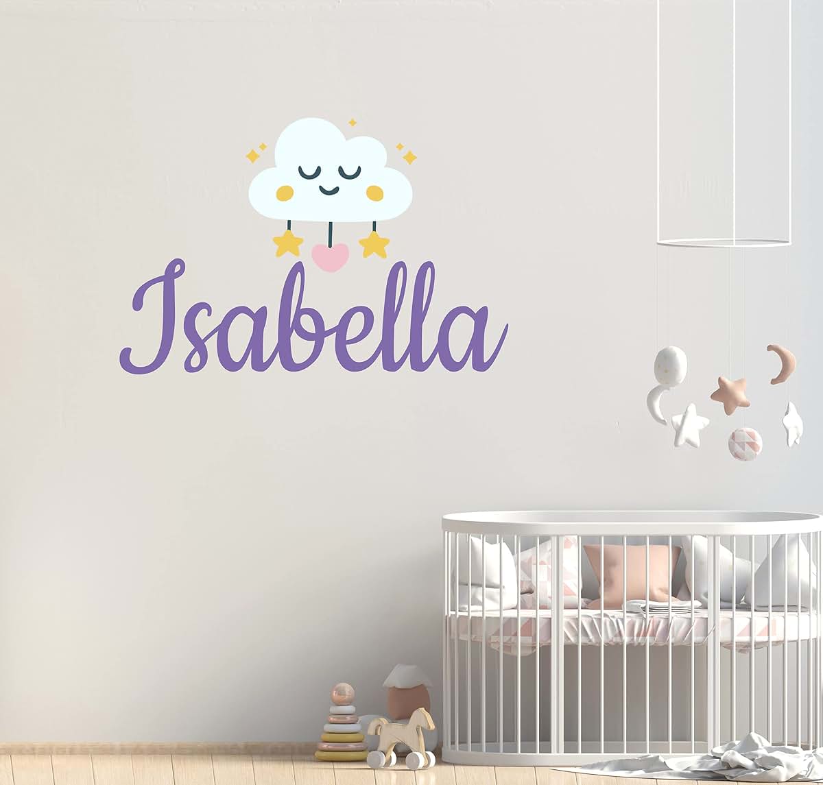 BabyOneStop Personalized Girl Name With Cloud And Stars Wall Decal