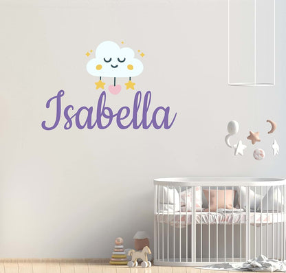 BabyOneStop Personalized Girl Name With Cloud And Stars Wall Decal