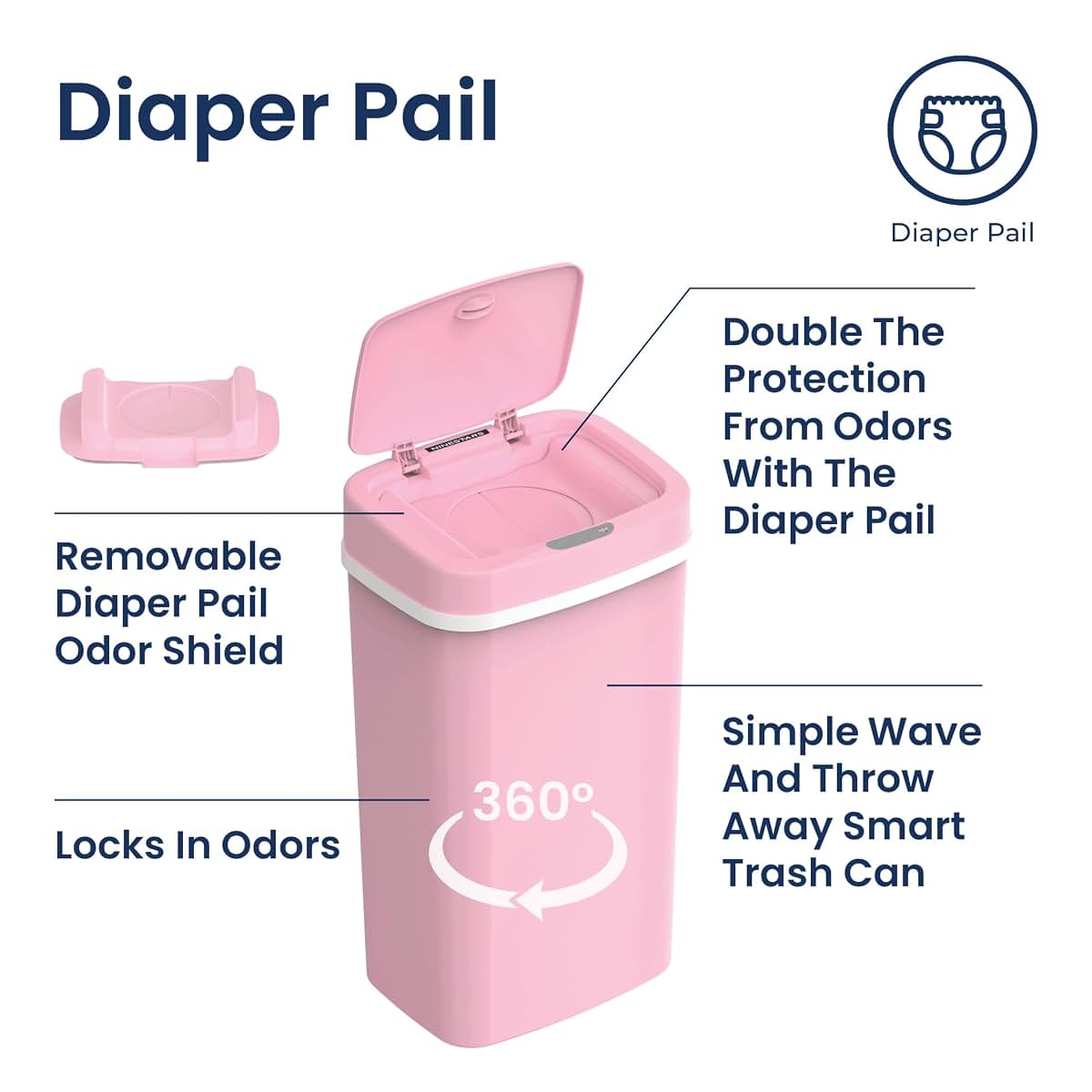 Ninestars Automatic Touchless Motion Sensor Diaper Disposal Trash Can (photo 3)