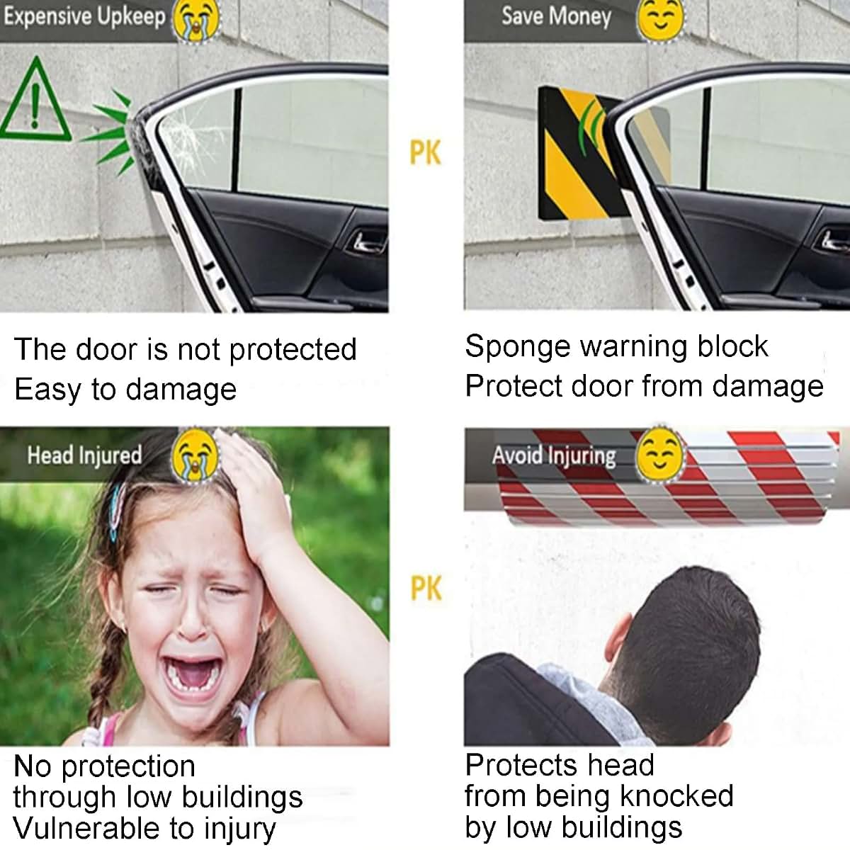 WANGXCQ High Density Self Adhesive Foam Edge Protector for Parking Walls Corners and Bumpers(Yellow+Black,4pcs) (photo 3)