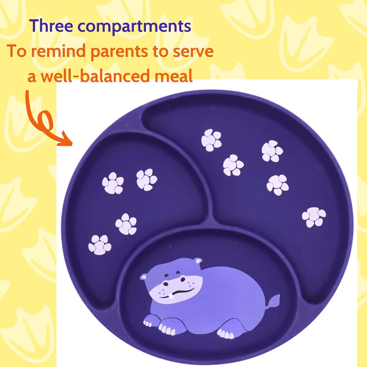 BabyOneStop Silly Goose Hippo Suction Plate for Toddlers