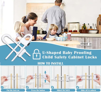 Yummy Baby Products Sliding U-Shaped Cabinet Locks, 10 Pack (photo 2)