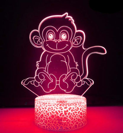 Jinnwell 3D Monkey Night Light Lamp Illusion 7 Color Changing Touch Table Desk Decoration Lamps Acrylic Flat ABS Base (photo 3)