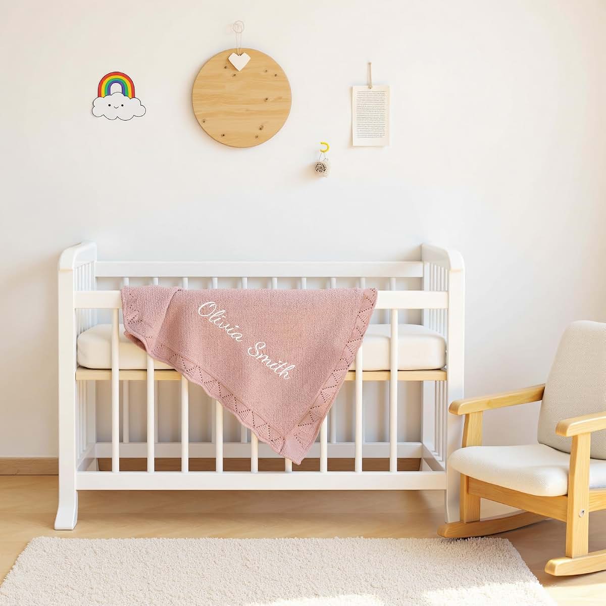 SISLAF Personalized Baby Blanket - Embroidered Name Knit Blanket (photo 2)