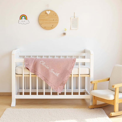 SISLAF Personalized Baby Blanket - Embroidered Name Knit Blanket (photo 2)