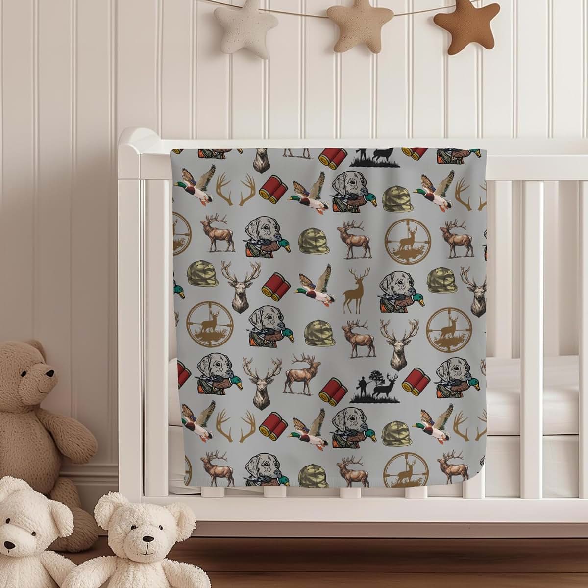 Cstdyfrv Hunting Green Camouflage Baby Blanket for Boys and Girls