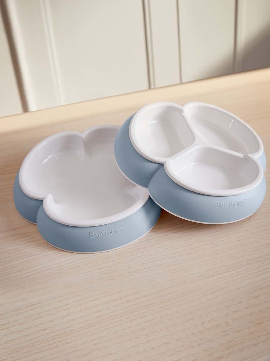 Baby Plate Set, 2 Pack for Young Children in Powder Blue