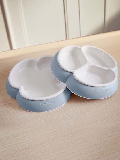 Baby Plate Set, 2 Pack for Young Children in Powder Blue