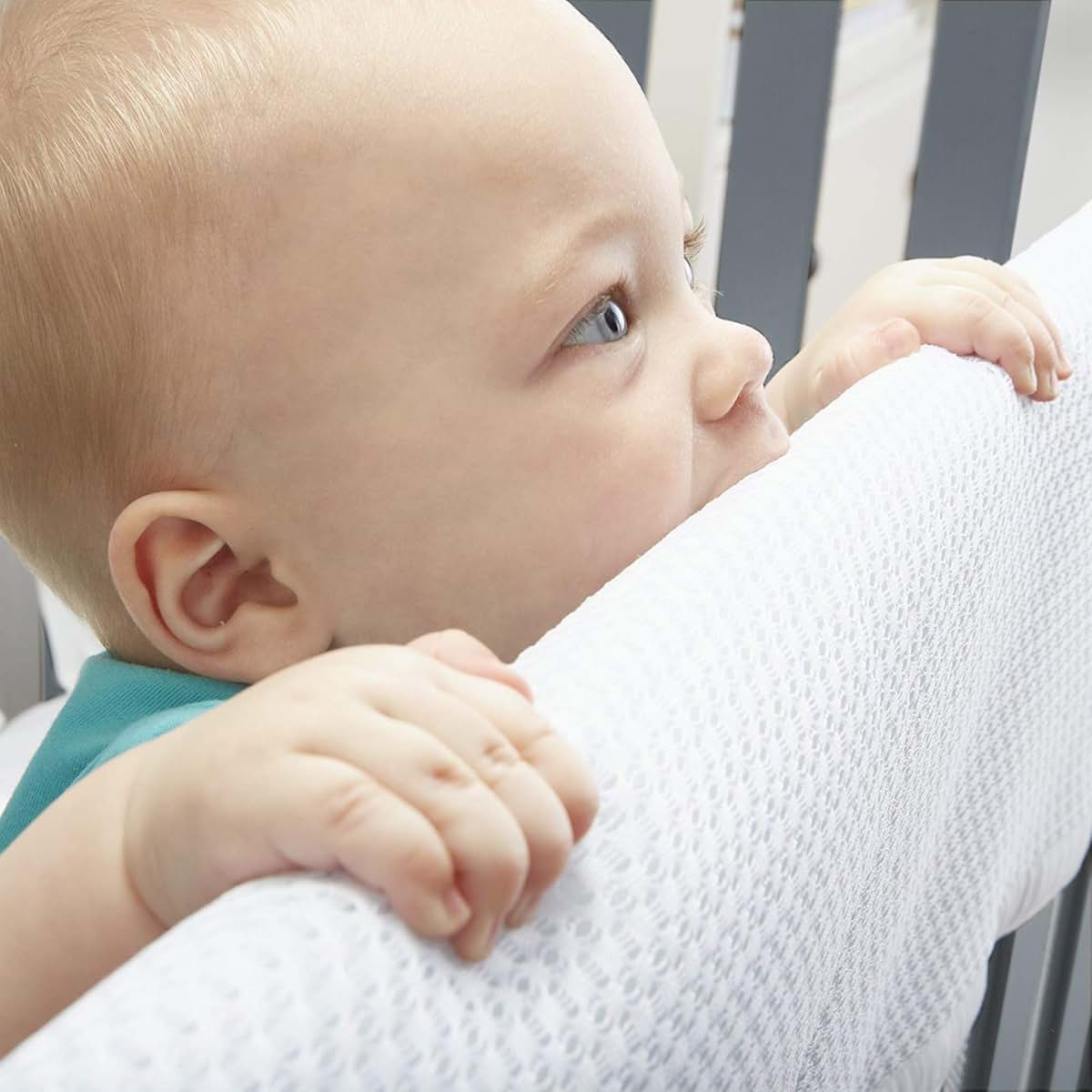 BreathableBaby Breathable Mesh RailGuard Teething Cover — White — 51" Long Panel
