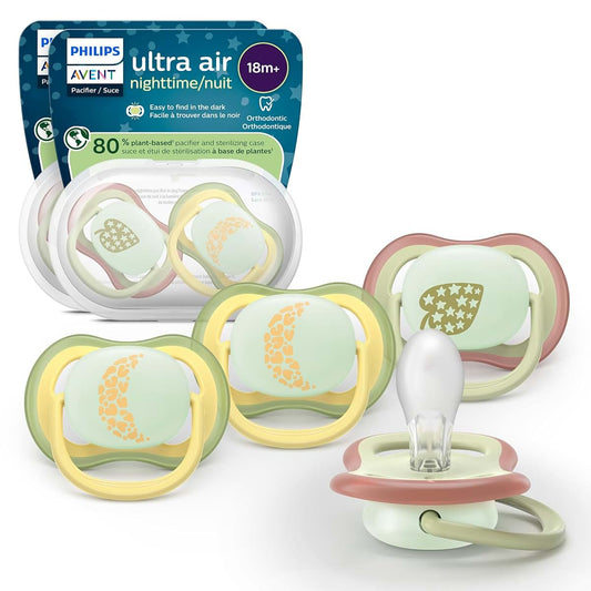 Philips Avent Ultra Air Nighttime Pacifier 18 Months Plus Glow In Dark Cap 4 Pack