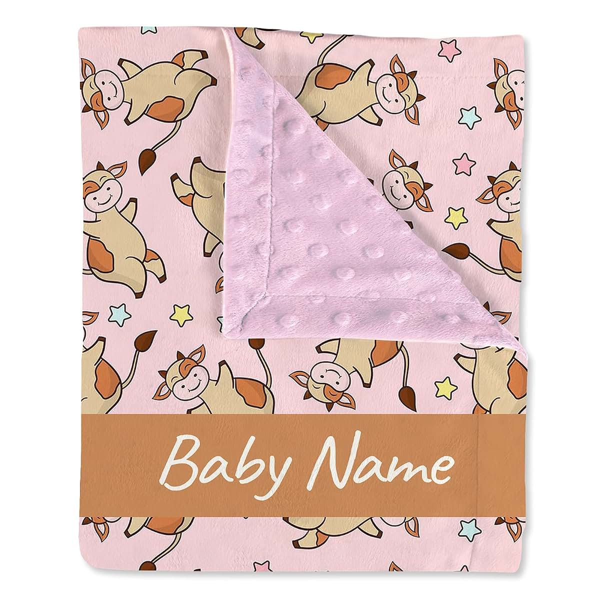 Gifts Everywhere Personalized Cow Customized Baby Newborn Gifts Catch Blanket,Print Baby Blankets for boy and girl with