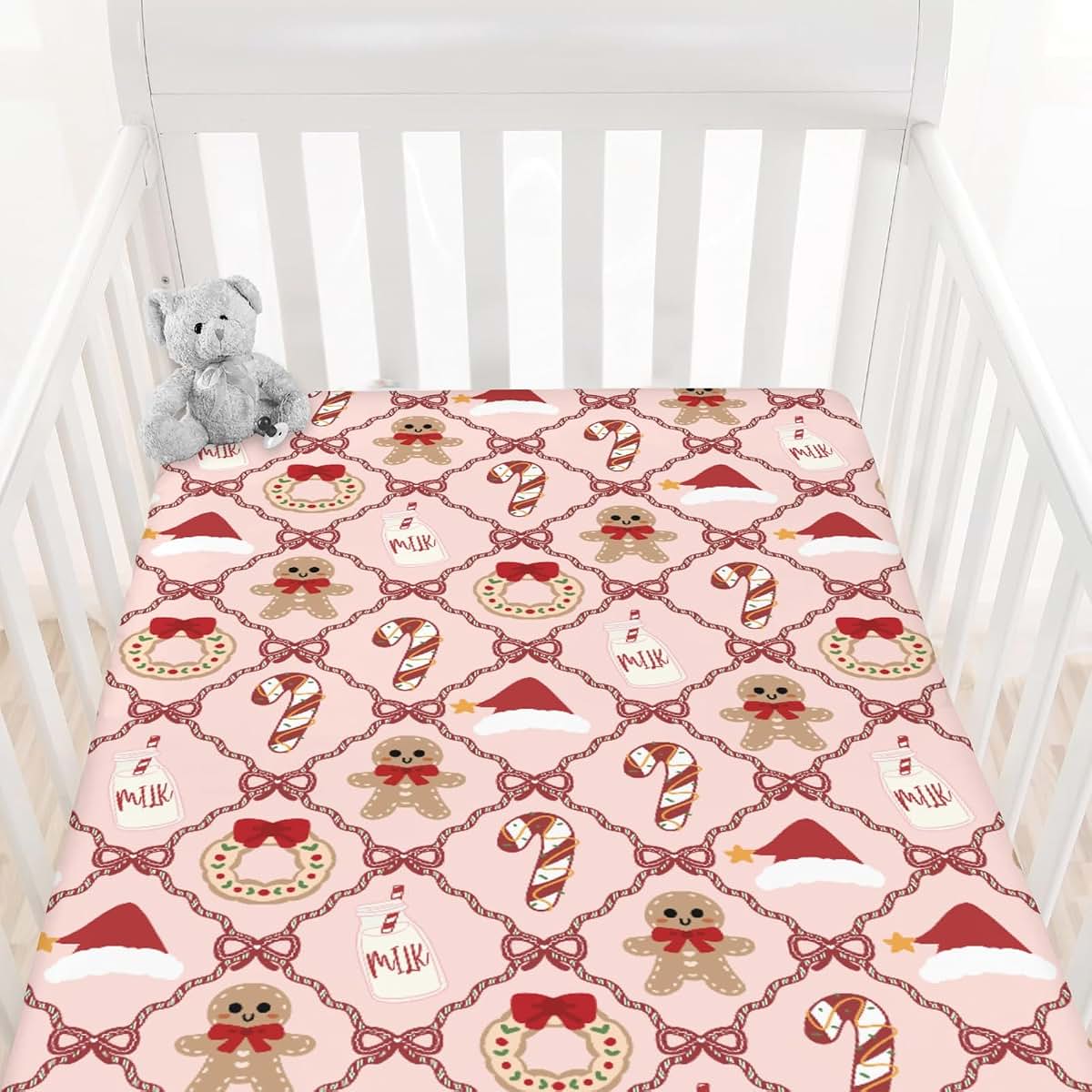 Cstdyfrv Christmas Santa Hat Fitted Crib Sheet (photo 2)