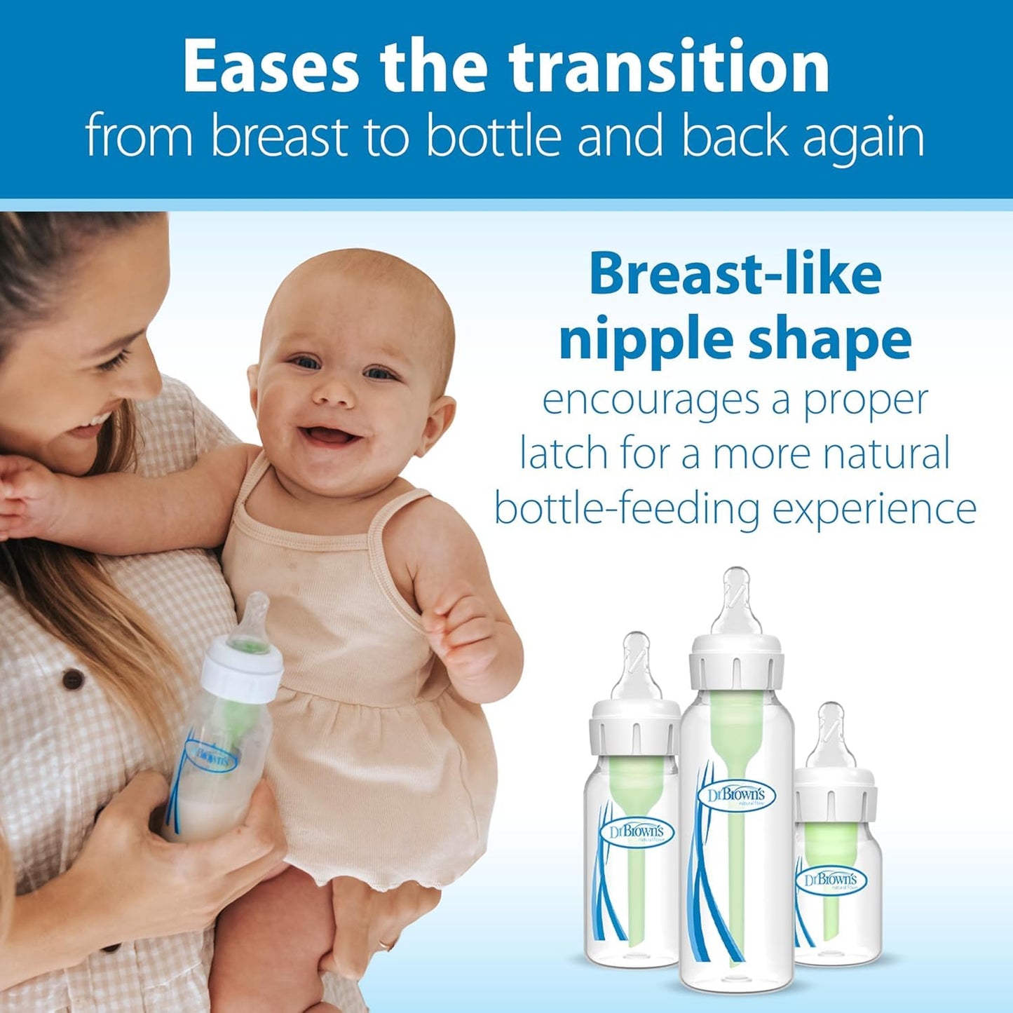 Dr. Brown's Natural Flow Level 2 Baby Bottle Nipple, Medium Flow, 6 Count