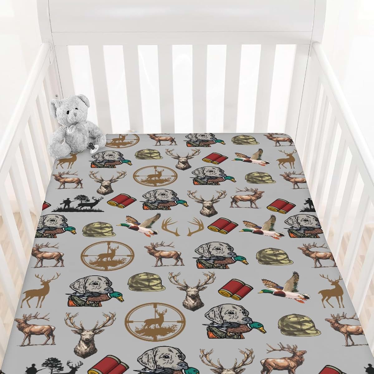Hunting Green Camo Fitted Crib Sheets for Standard Crib Mattress