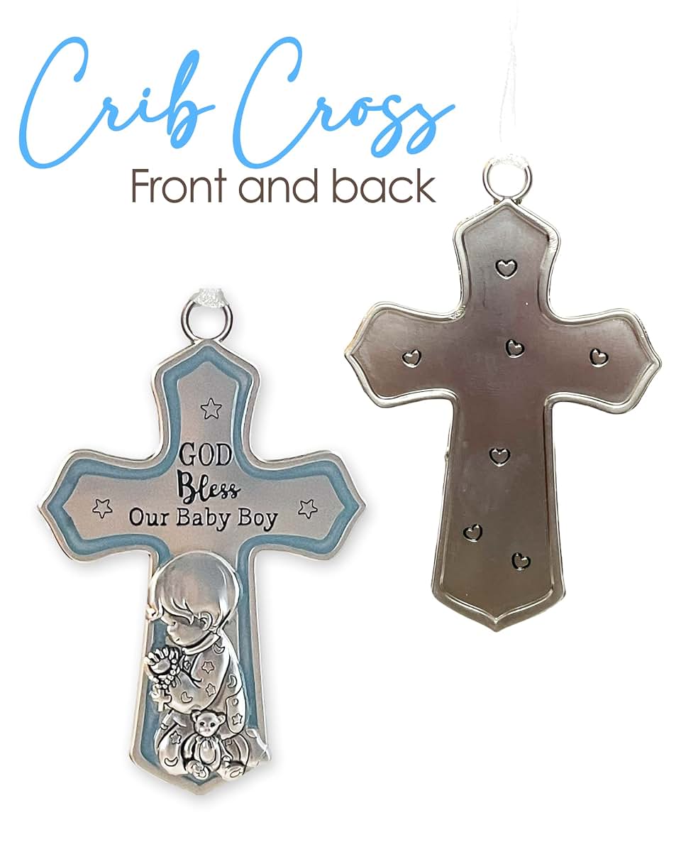 Elskandi Crib Cross God Bless This Baby Boy Nursery Decoration