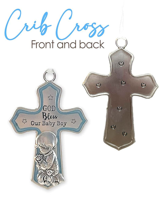 Elskandi Crib Cross God Bless This Baby Boy Nursery Decoration