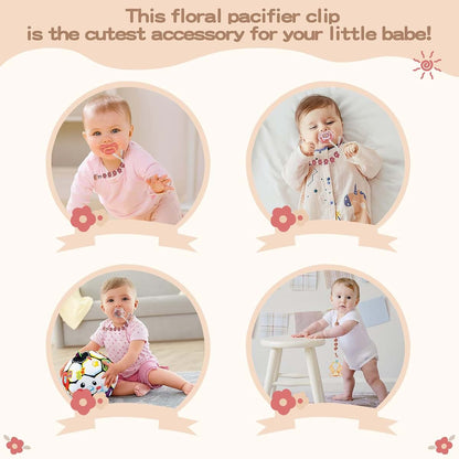 Pacifier Clip Holder - Floral Daisy Macrame Braided Cotton Binky Clips