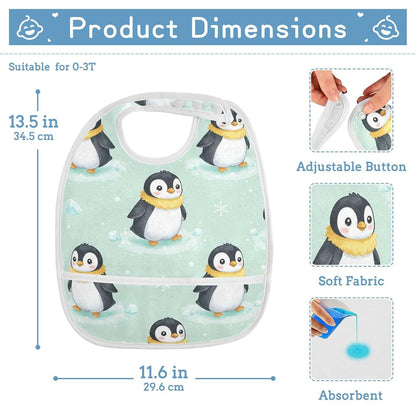 JUNZAN Muslin Baby Bib with Snap Closure, Cotton Top, Waterproof Layer, 1 Pack