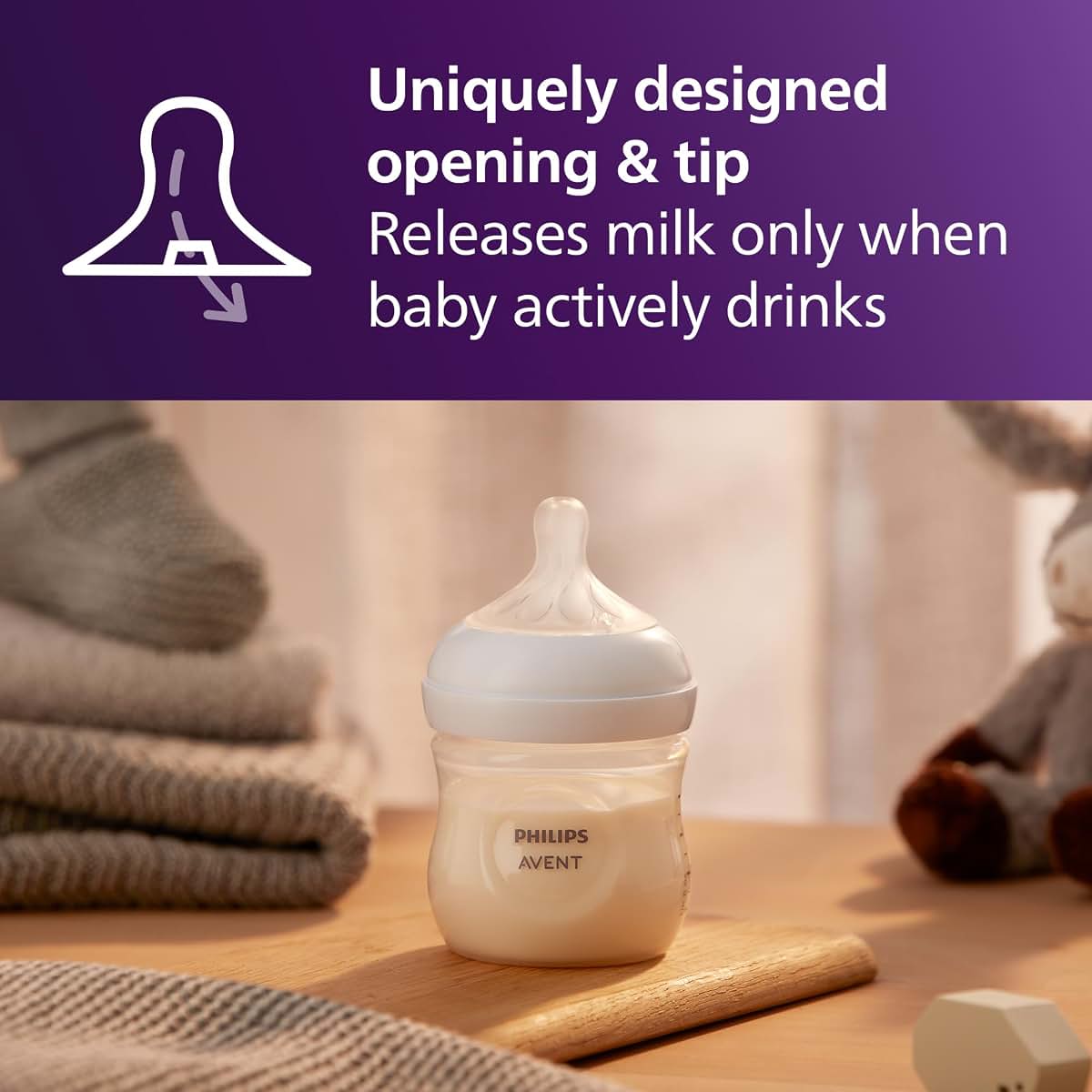 Philips Avent Natural Baby Bottles, Clear, 4 oz, 2-Pack
