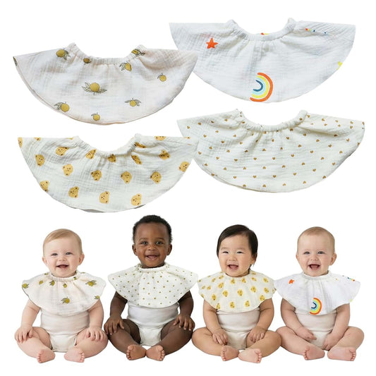 Naznooz Soft Absorbent Premium Quality Organic Double-Sided Baby Bibs Set for Drooling and Teething | 4-Pack |360
