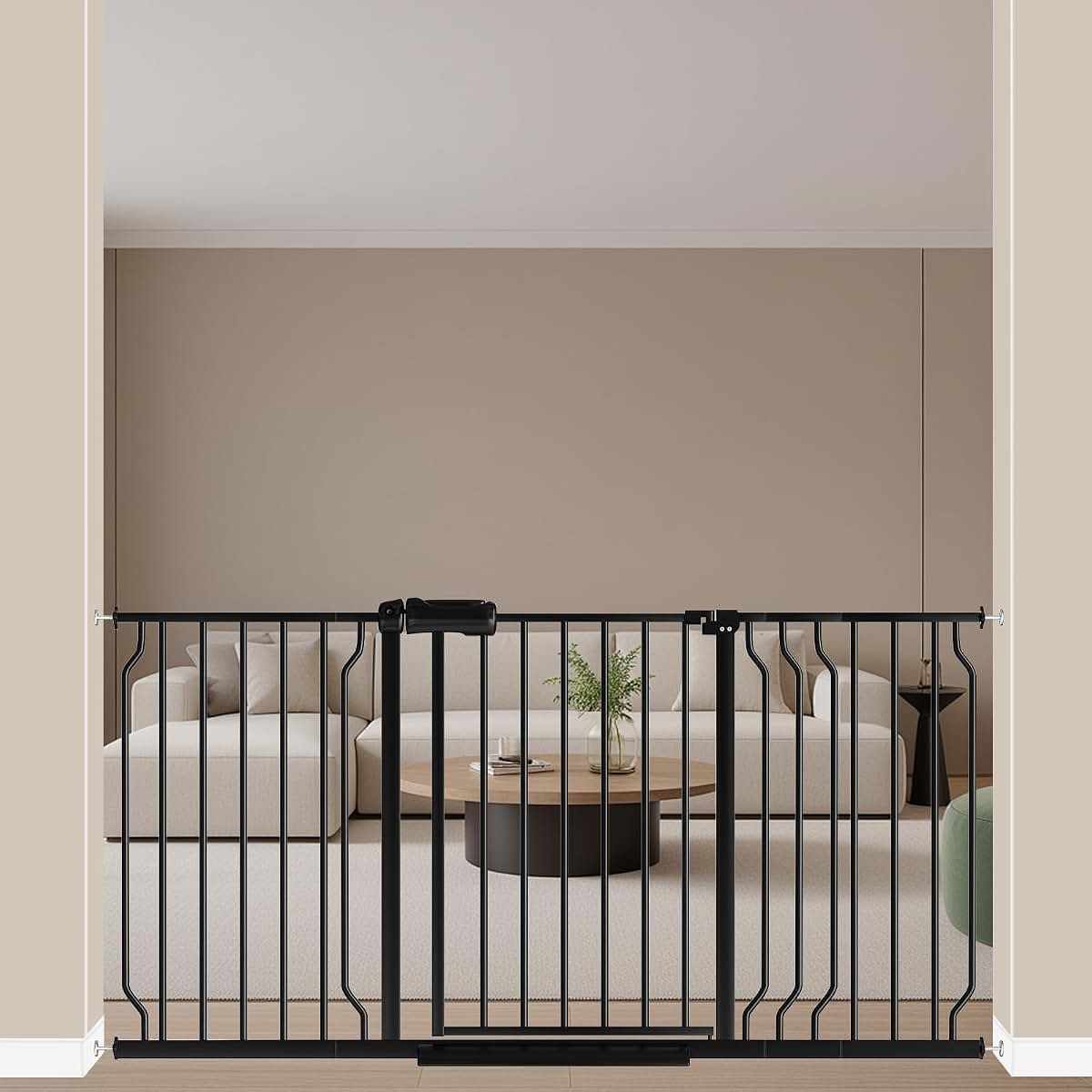 ALLAIBB Extra Wide 52.76-62.2" Pressure Mounted Baby Gate 30" Tall Black