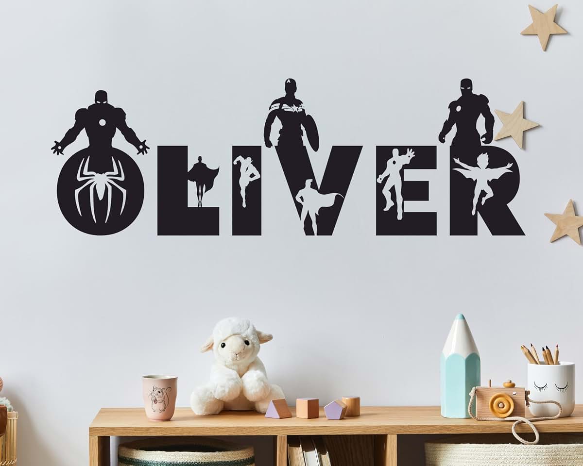 Megapolis Superhero Custom Wall Name Decal for Nursery and Bedroom Decor