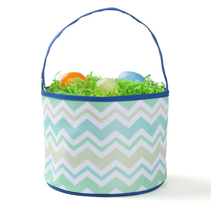 Personalized Planet Personalized Chevron Bucket Bag with Custom Name | Green and Blue Stripped Easter Bag with Handle (photo 4)