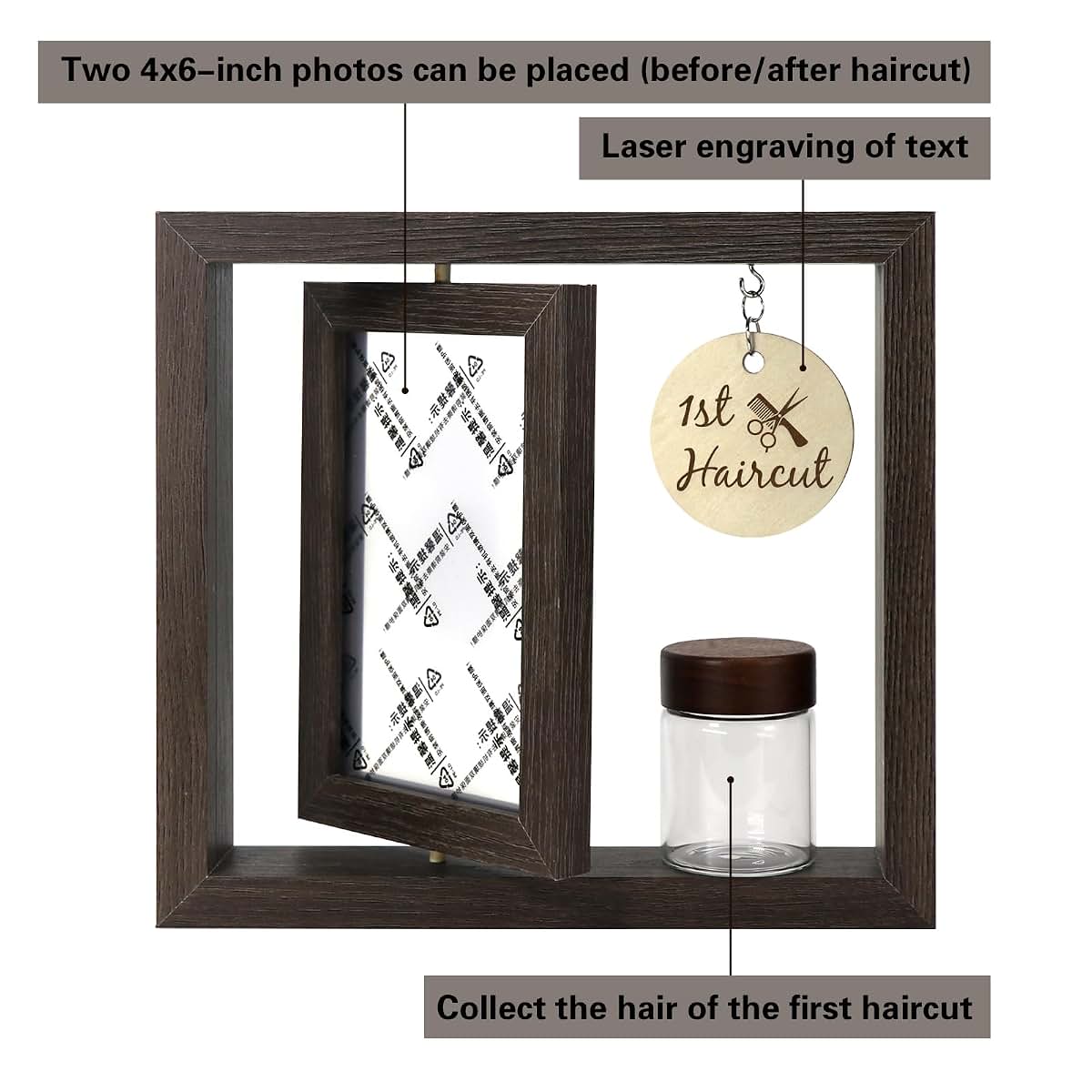 Liannan My First Haircut Keepsake Frame With Glass Hair Jar (photo 4)