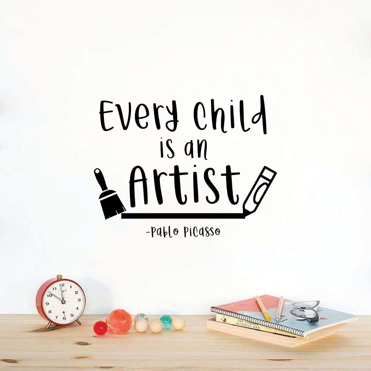 All Things Valuable Every Child is an Artist - Pablo Picasso Quote Inspirational Quote Vinyl Wall Art Wall Sticker Wall