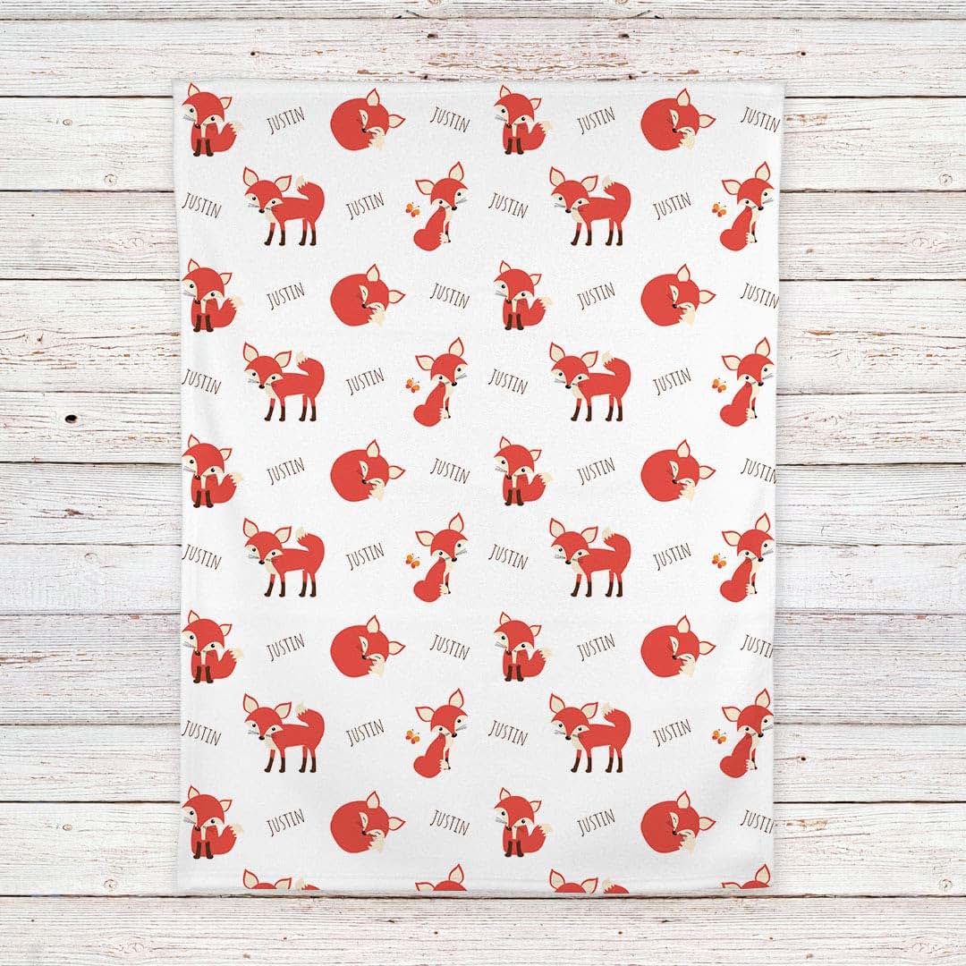 Lovable Gift Co Personalized Fox Fleece Baby Blanket (photo 4)