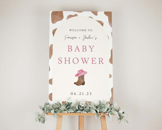 Jacksons Shop Personalized Country Baby Shower Welcome Sign - Western Cowgirl Baby Shower Decorations - 12"x18" Resin