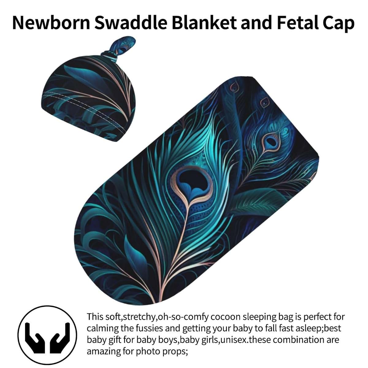 basezzjnu Newborn Swaddle Set Baby Receiving Blanket with Matching Beanie Hat