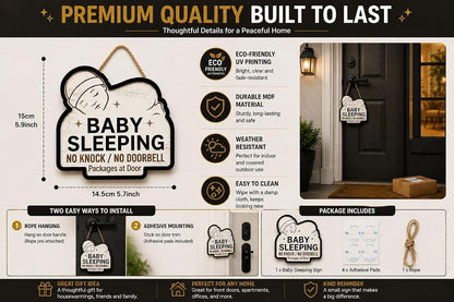 Baby Sleeping Sign Door Hanger for Nursery Decor