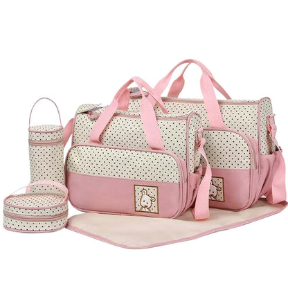 Comebachome Baby Diaper Bags, 5pcs/set Waterproof Diaper Bag Tote Set with Handbags, Bottle Bag, Small Lunch Bag &