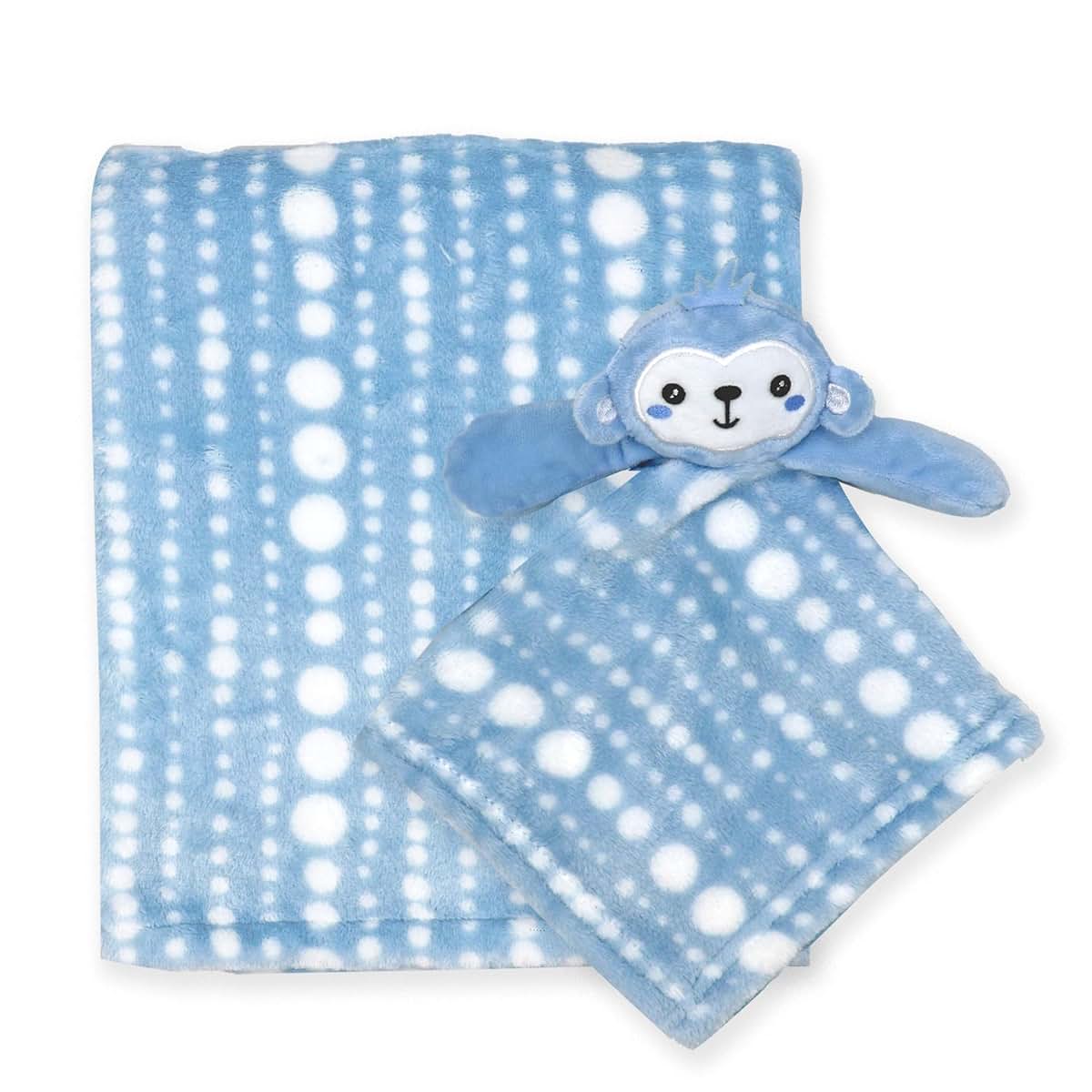 Baby Mode Baby Blanket And Blue Monkey Lovey Nunu Gift Set