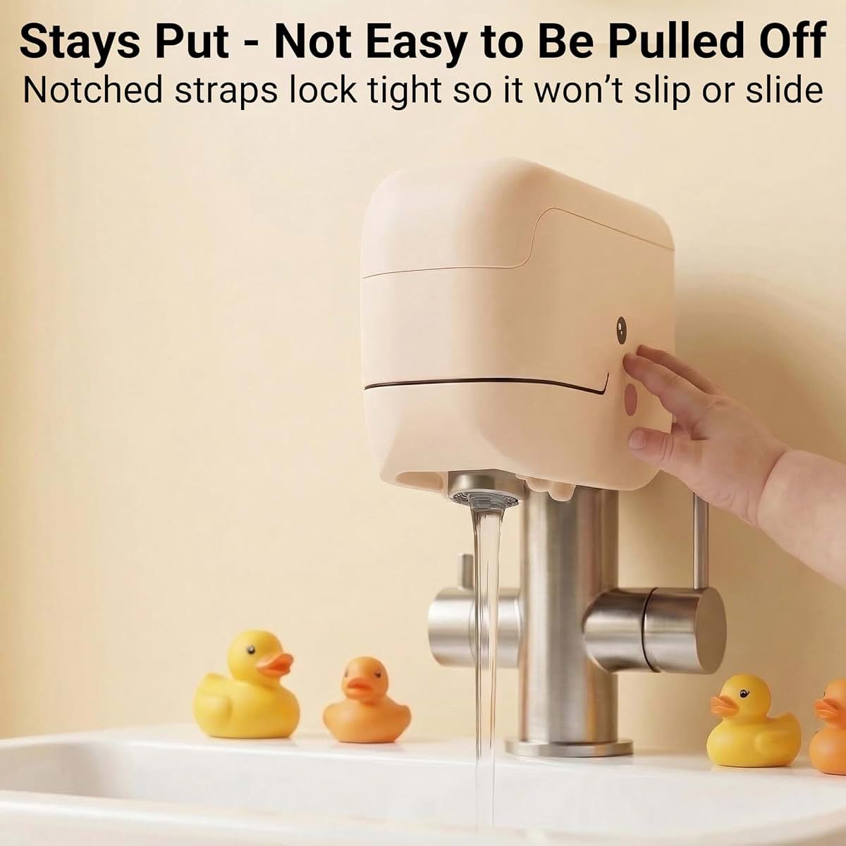 Adorila Whale Silicone Bathtub Faucet Spout Cover with Adjustable Straps, Almond Beige