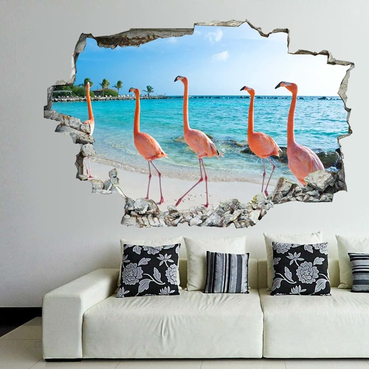 Higoss 3D Pink Flamingo Wall Decal For Kids Rooms