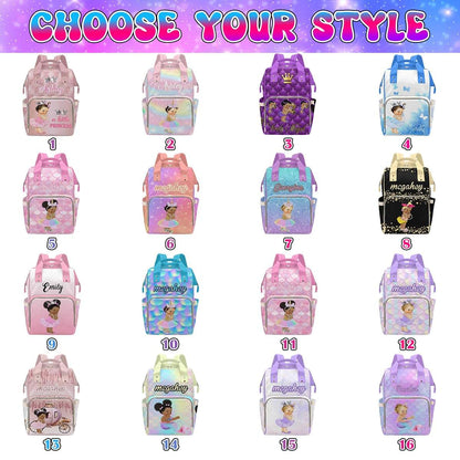 VIPOPSA Personalized Diaper Bag a Little Princess Girls Backpack Custom Mommy Bag Casual Daypack Customized Gift for (photo 2)