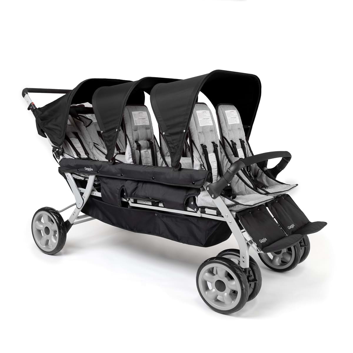 Gaggle Jamboree 6 Seat Foldable Multi-Child Stroller, Black