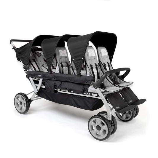 Gaggle Jamboree 6 Seat Foldable Multi-Child Stroller, Black