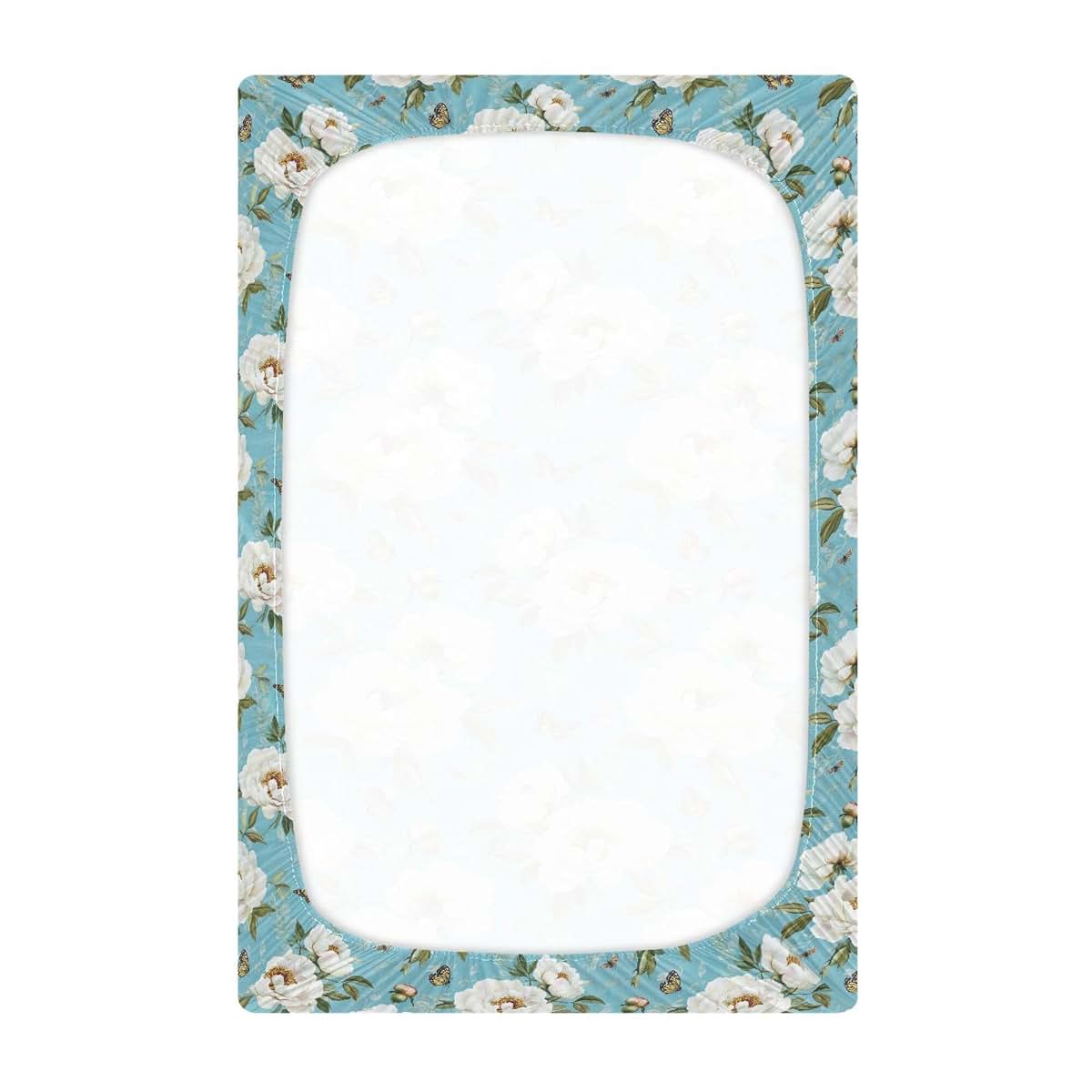BabyOneStop Vintage Peony Turquoise Fitted Crib Sheet