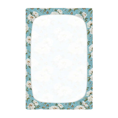 BabyOneStop Vintage Peony Turquoise Fitted Crib Sheet
