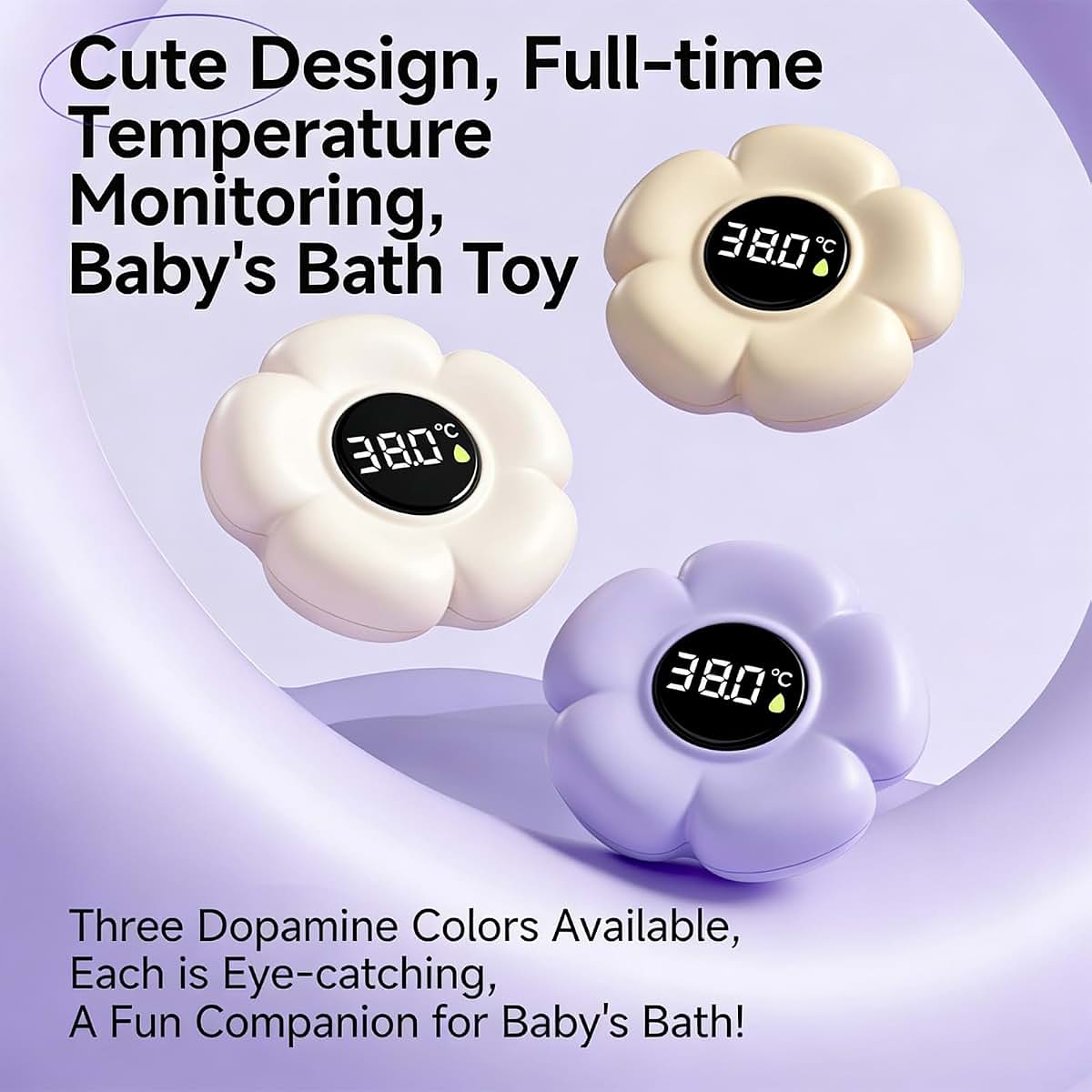 BabyOneStop Floating Bath Thermometer Cartoon Flower Design, 0-80°C Digital Water Meter