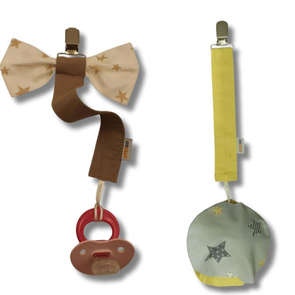AYSSGO Baby Pacifier Clip, 2-Pack Cotton Pacifier Holder with Case, Handmade Binky Clip for Newborn Girls and Boys