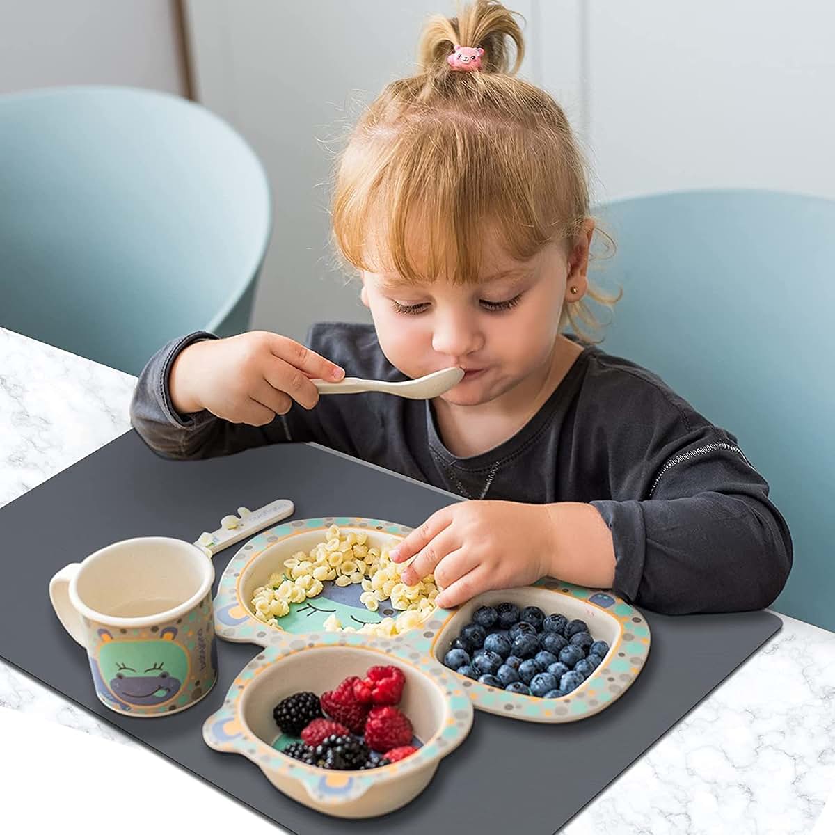 Weaving Dream Silicone Placemats For Toddlers And Kids, Gray, Set Of 2 (photo 4)