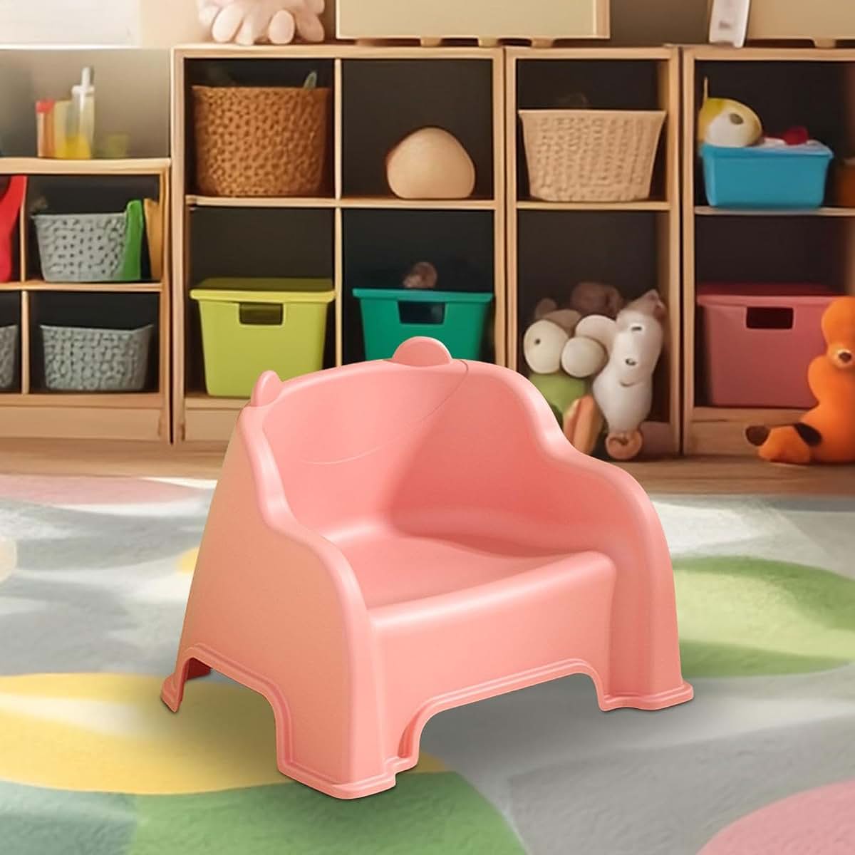 Gralara Small Stool With Backrest In Pink, Multipurpose Step Stool For Kids And Adults (photo 2)